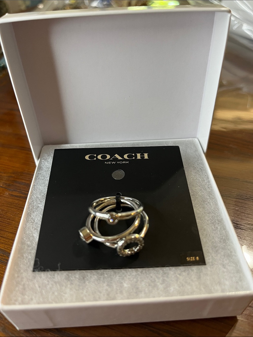 Coach Silver-Tone Stackable Ring Trio size 8 -JHW